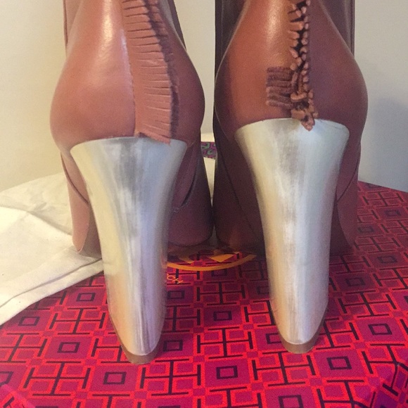 Tory Burch Bandelier Fringe Bootie in Cognac Cream - Picture 4 of 8